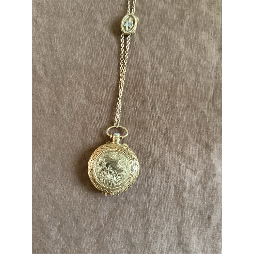 Vtg 1950's Max Factor Goldtone Locket With Chain 'Precious Time' Creme Perfume - Picture 2 of 6